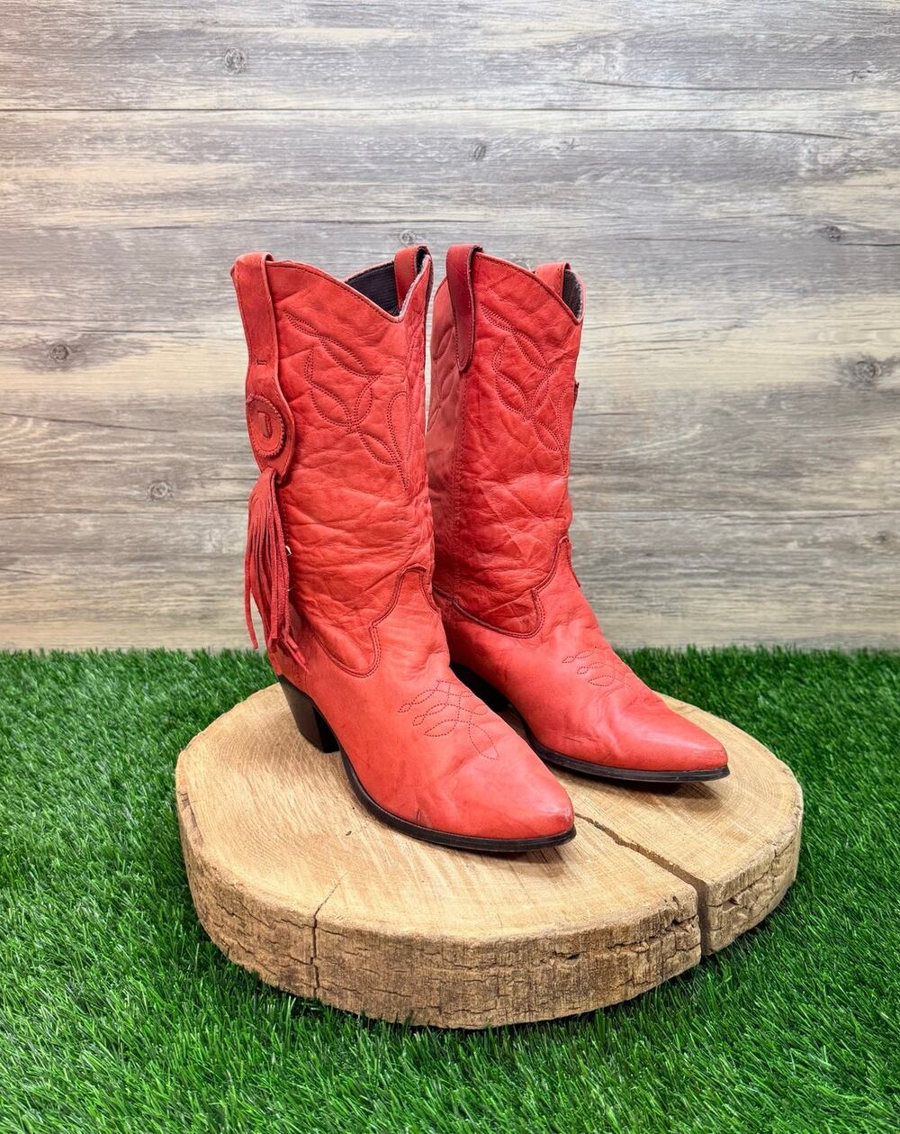 Laredo Women - Size 6M - Red Fringe Tassel Cowboy Boots 38508